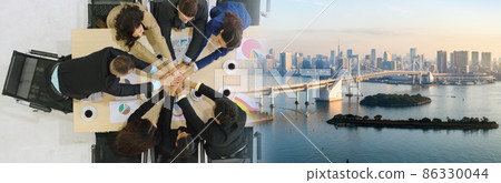Happy business people celebrate teamwork success broaden view Happy business people celebrate teamwork success broaden view 86330044
