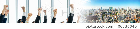 Successful business people standing together widen out 86330049