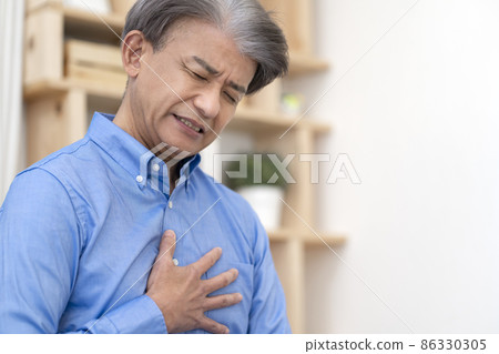Middle-aged man with poor physical condition Chest pain 86330305