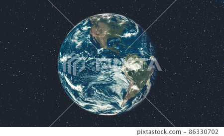 Planet earth globe view from spaceflight with realistic earth surface from space Planet earth globe view from spaceflight with realistic earth surface from space 86330702