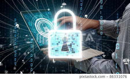 Cyber security encryption technology to protect data privacy conceptual 86331076