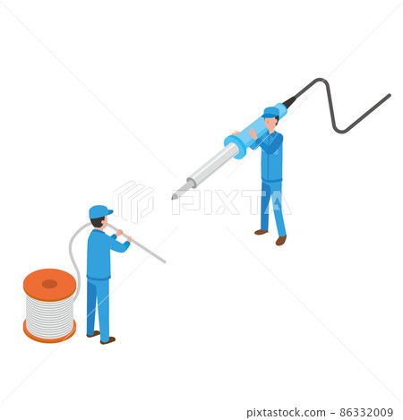 Workers doing soldering work 86332009