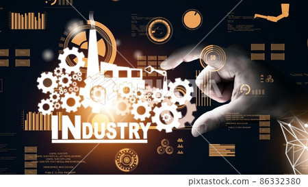 Futuristic industry 4.0 and inventive mechanized engineering concept 86332380