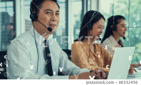 Customer support call center provide data with envisional graphic 86332456