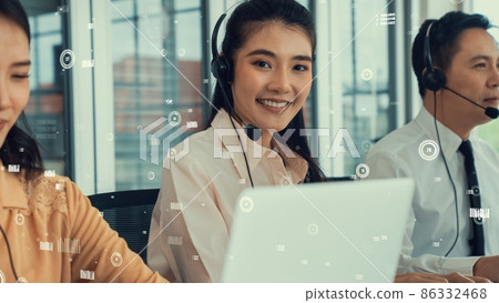 Customer support call center provide data with envisional graphic 86332468