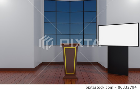 wood announcement podium with led tv in the...-插圖素材 [86332794] - PIXTA圖庫