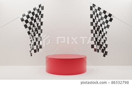 red podium with chess flag in the white studio room.3d rendering. red podium with chess flag in the white studio room.3d rendering. 86332798