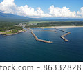 Blue sea and fishing port 86332828