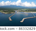 Blue sea and fishing port 86332829