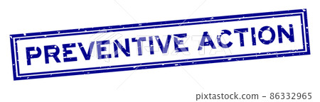 Grunge blue preventive action word sqaure rubber seal stamp on white background Grunge blue preventive action word sqaure rubber seal stamp on white background 86332965