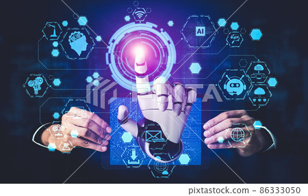 Future artificial intelligence and machine learning for AI droid robot or cyborg 86333050