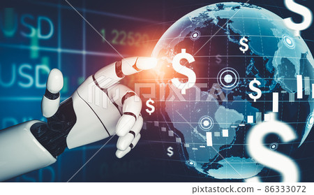 Futuristic AI thinking of droid robot artificial intelligence concept Futuristic AI thinking of droid robot artificial intelligence concept 86333072