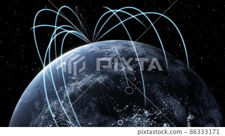 Global network and internet connection in orbital earth globe 86333171