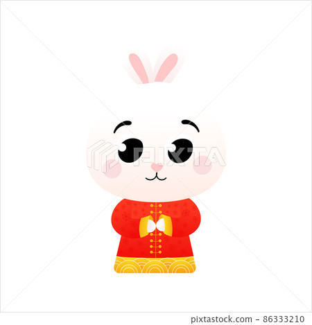 Cute rabbit in chinese national costume in cartoon style for lunar new year decorative element for design Cute rabbit in chinese national costume in cartoon style for lunar new year decorative element for design 86333210