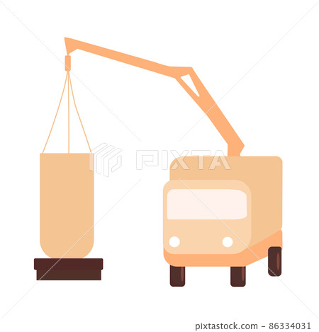 Garbage truck removes garbage. Vector stock illustration. Isolated on a white background. 86334031