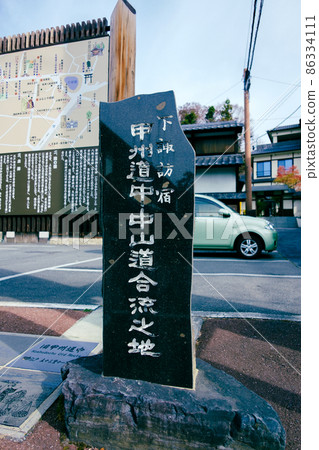 甲州道中中山道中山道匯合石碑 甲州道中中山道中山道匯合石碑 86334111