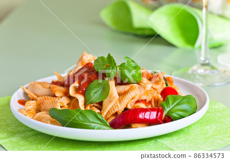 noodles with basil and chili noodles with basil and chili 86334573
