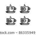 Set of vintage style coffee and tea cup icons isolated on white background. Vector pictograms perfect for packaging and restaurant menu design or catering logo 86335949