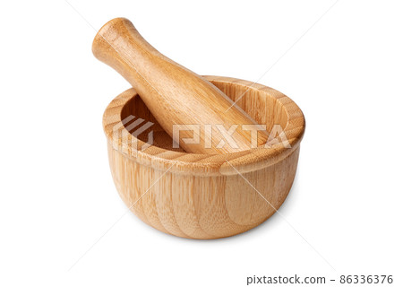 Traditional wooden mortar and pestle 86336376