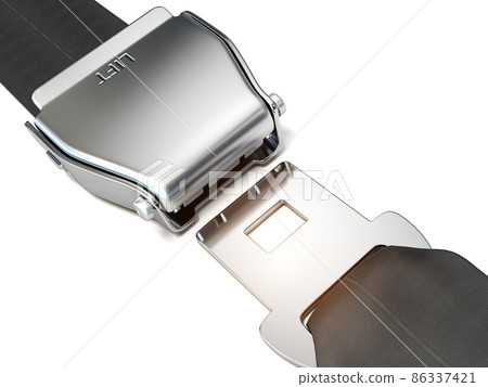 Aircraft safety seat belt isolated on white. 86337421