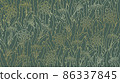 Line art golden wallpaper with dandelion leaves and flowers on gray background 86337845