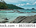 Seascape view of the beautiful Andaman sea around Koh Lipe island 86338058