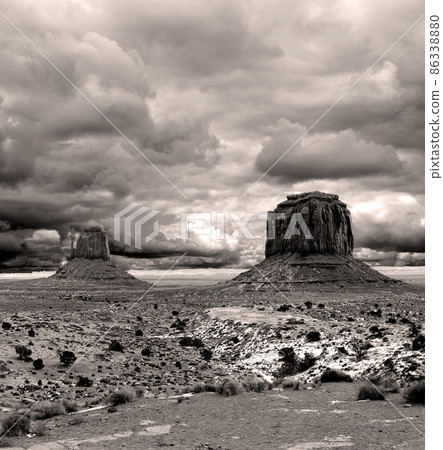 Sepia Cloudy Skies Monument Valley 86338880
