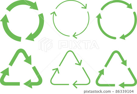 箭頭（循環）循環圖標綠色回收三角形圈生態 86339104