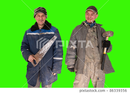 Two bad unskilled builder workers 86339356