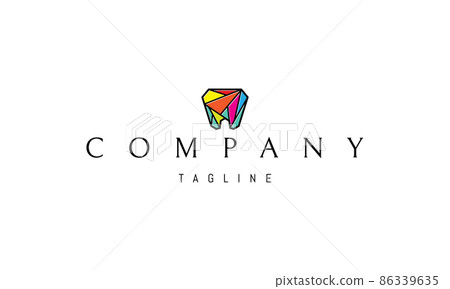 Vector color logo on which an abstract image of a tooth in a polygonal style. 86339635