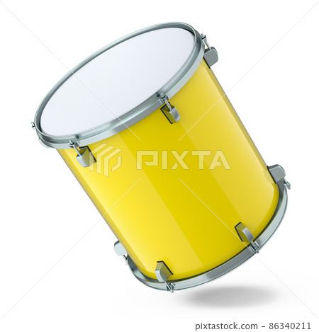 Realistic drum on white background. 3d render concept of musical instrument, drum machine. 86340211