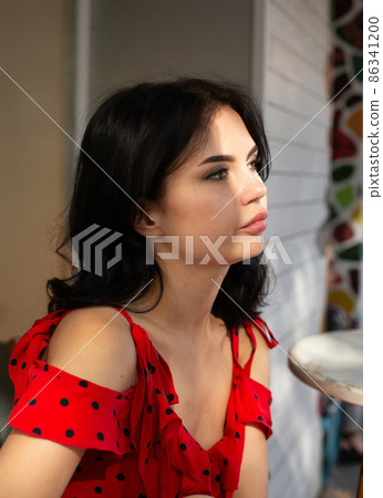 White dark haired woman White dark haired woman 86341200