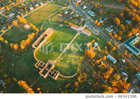 Ruzhany, Brest Region, Belarus. Cityscape Skyline In Autumn Sunny Evening. Bird's-eye View Of Ruzhany Palace. Famous Popular Historic Landmark.Ruzhany, Brest Region, Belarus. Cityscape Skyline In Ruzhany, Brest Region, Belarus. Cityscape Skyline In Autumn Sunny Evening. Bird's-eye View Of Ruzhany Palace. Famous Popular Historic Landmark.Ruzhany, Brest Region, Belarus. Cityscape Skyline In 86341396