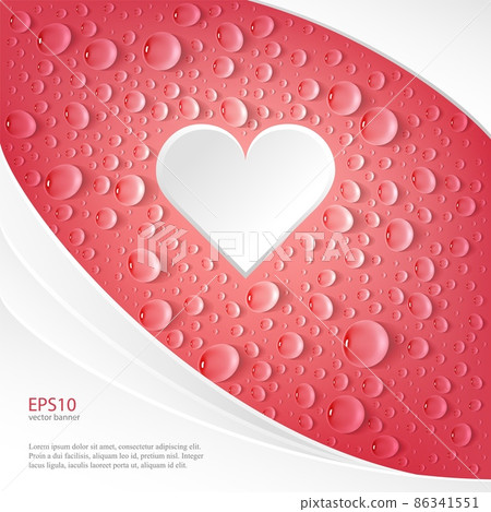 Flyer template with heart and drops on red background.  86341551