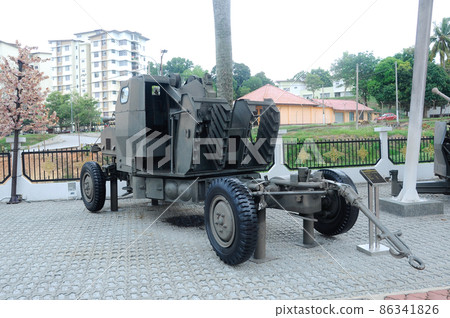 PORT DICKSON, MALAYSIA -MAY 08, 2016: Old war cannon restored and display for public at Malaysia Army Museum or Muzium Tentera Darat in Port Dickson, Negeri Sembilan, Malaysia. 86341826