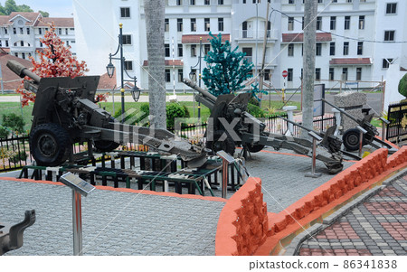 PORT DICKSON, MALAYSIA -MAY 08, 2016: Old war cannon restored and display for public at Malaysia Army Museum or Muzium Tentera Darat in Port Dickson, Negeri Sembilan, Malaysia. PORT DICKSON, MALAYSIA -MAY 08, 2016: Old war cannon restored and display for public at Malaysia Army Museum or Muzium Tentera Darat in Port Dickson, Negeri Sembilan, Malaysia. 86341838