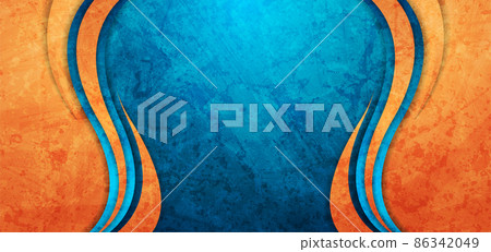 Orange and blue grunge waves abstract material background 86342049