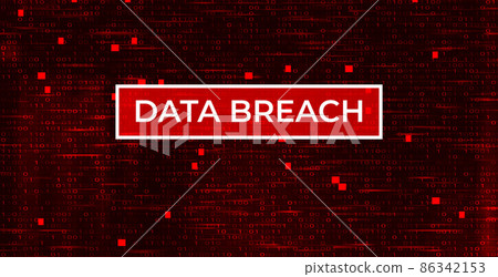 Digital Binary Code on Dark Red Background. Data Breach 86342153