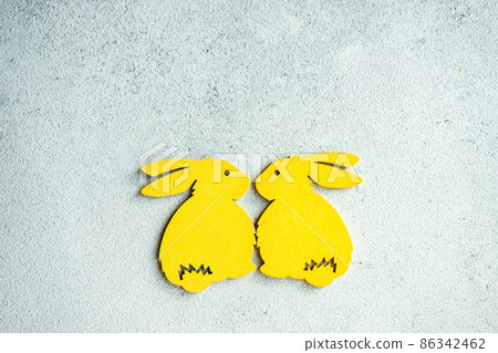 Easter card concept with wooden decoration Easter card concept with wooden decoration 86342462