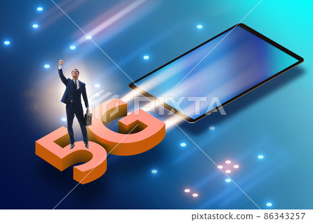 5G technology telecommuications concept - isometric projection 5G technology telecommuications concept - isometric projection 86343257