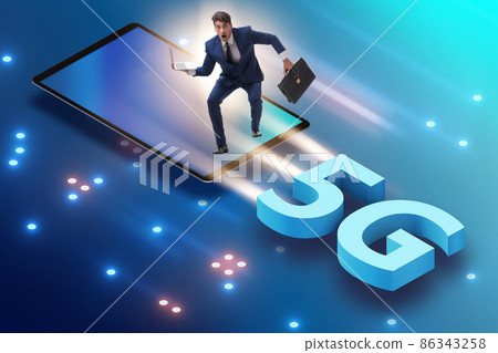 5G technology telecommuications concept - isometric projection 5G technology telecommuications concept - isometric projection 86343258