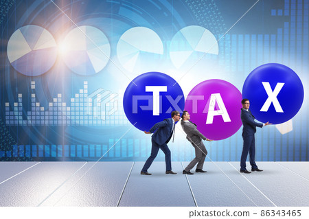 Tax burden concept with businessmen Tax burden concept with businessmen 86343465