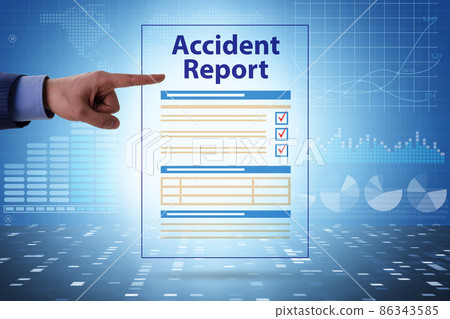 Filling in accident report in insurance concept Filling in accident report in insurance concept 86343585
