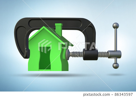 Real estate mortgage concept with house and vice - 3d rendering 86343597
