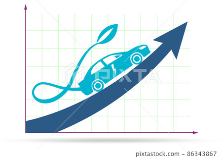 Growth of electric car usage concept 86343867