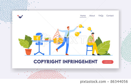 Copyright Infringement, Plagiarism Landing Page Template. Creator Thinking Creative Idea and Plagiarist Stealing Content Copyright Infringement, Plagiarism Landing Page Template. Creator Thinking Creative Idea and Plagiarist Stealing Content 86344056