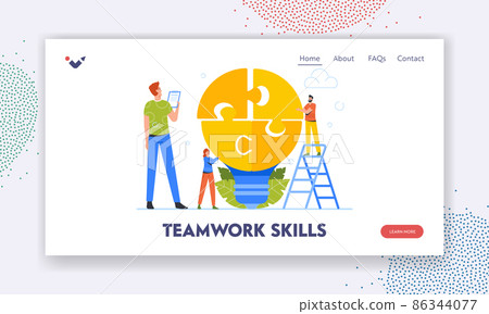 Teamwork Skills Landing Page Template. Businesspeople Team Brainstorm, Cooperation, Collective Work, Partnership Teamwork Skills Landing Page Template. Businesspeople Team Brainstorm, Cooperation, Collective Work, Partnership 86344077