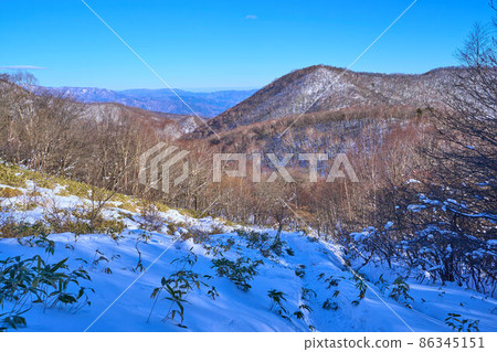 從八丁峠山道的中部眺望東側的銚七郎山 從八丁峠山道的中部眺望東側的銚七郎山 86345151