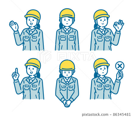 Female worker pose set 86345481