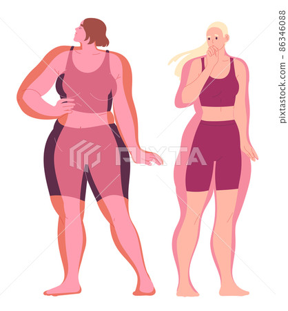 Woman s physique. Overweight. Fat and normal 86346088